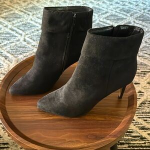 Black Faux Suede Pointed Toe Booties